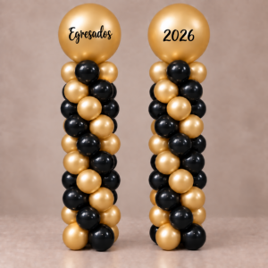 Columna de globos para egresados dorado y negro - Balloon City