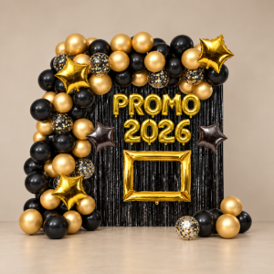 Combo arco de globos para egresados dorado y negro - Balloon City